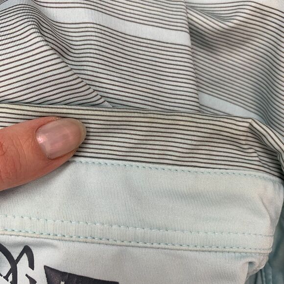 Matte Grey Polo Shirt Mens L Large Striped Stretch Side Seam Slit Short Sleeve - Picture 9 of 11